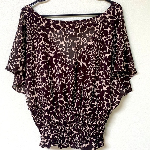 Cato Brown Printed Dressy Blouse size L - Picture 2 of 7